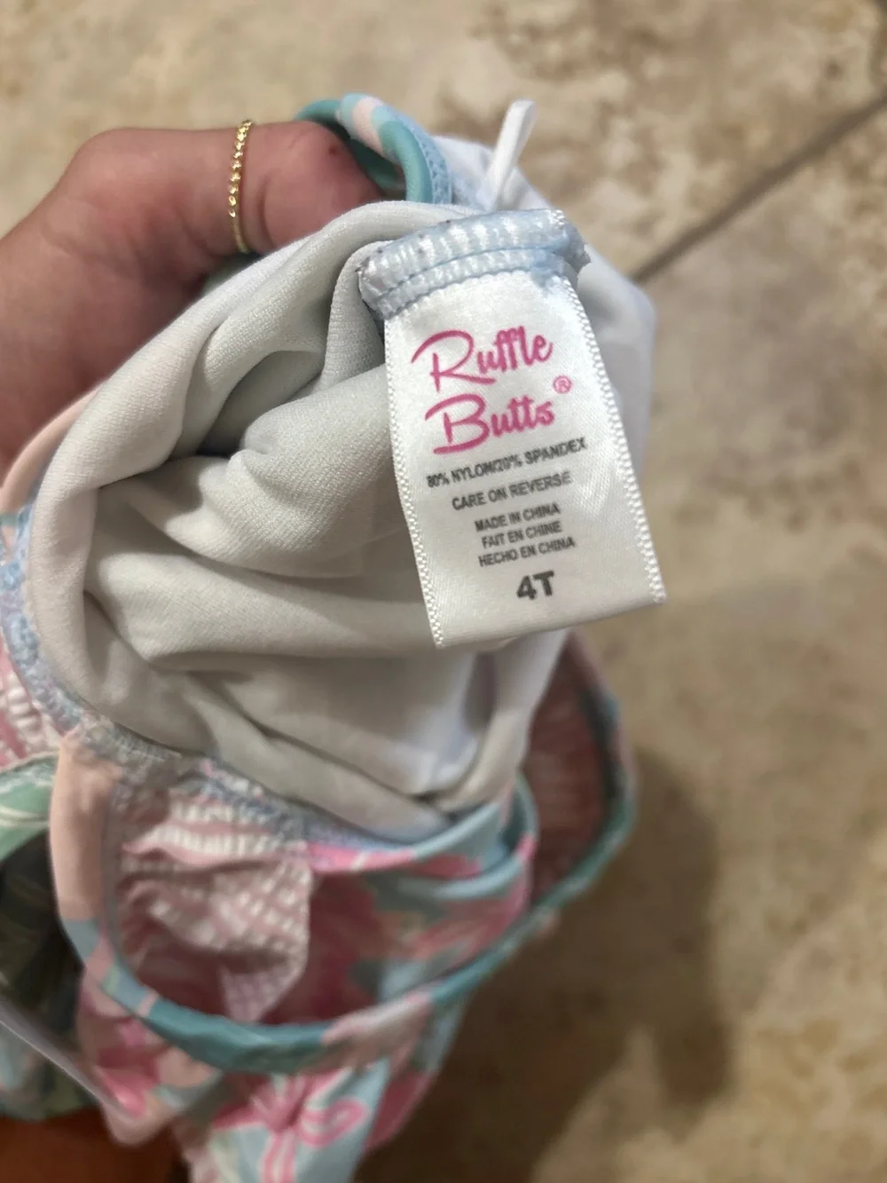 Rufflebutts Green/Blue/Pink Floral Swimsuit